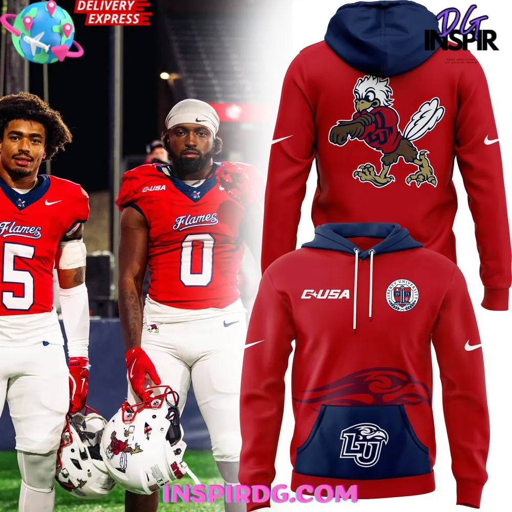 -Liberty Flames Football Team Spirit 2024 Red Hoodie