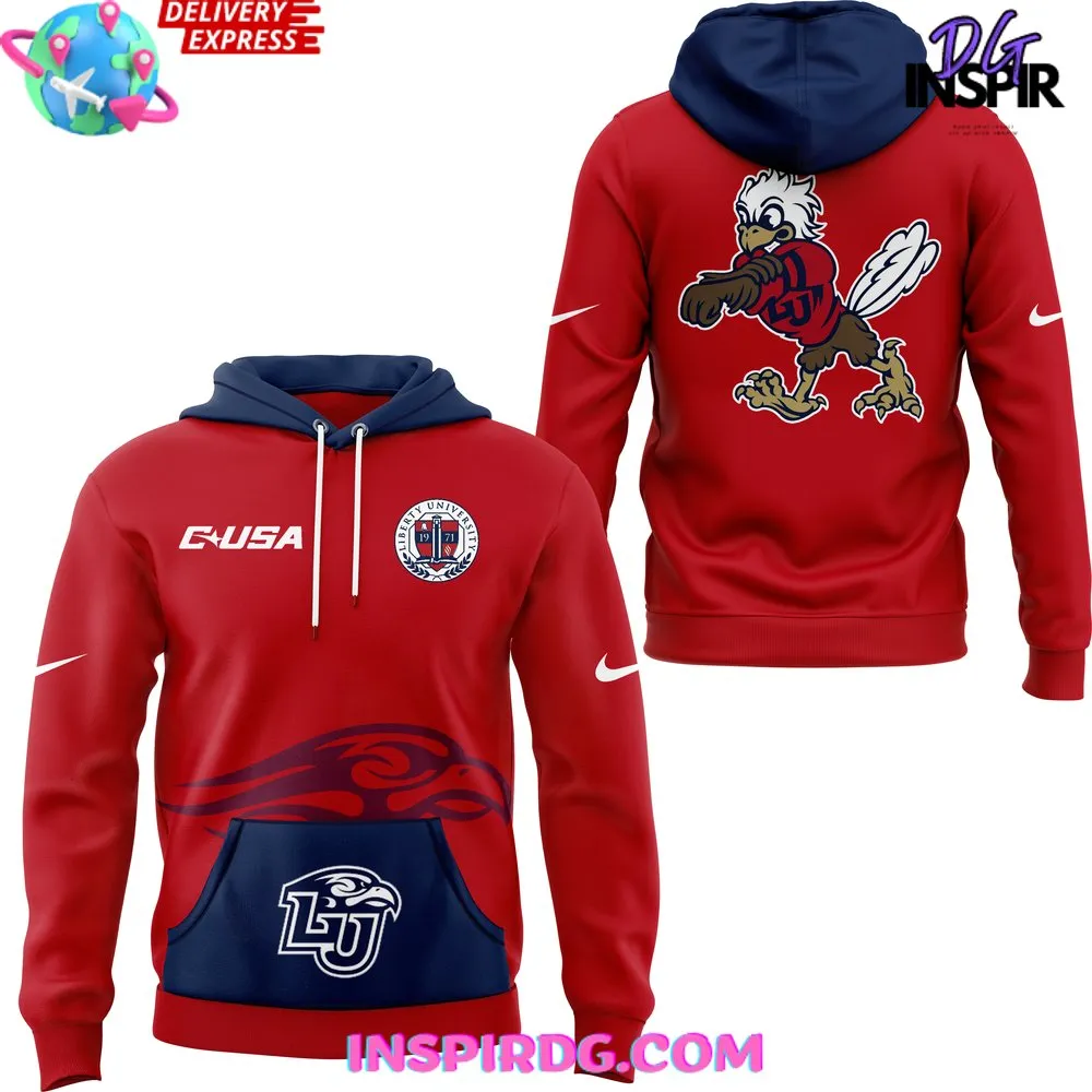 -Liberty Flames Football Team Spirit 2024 Red Hoodie