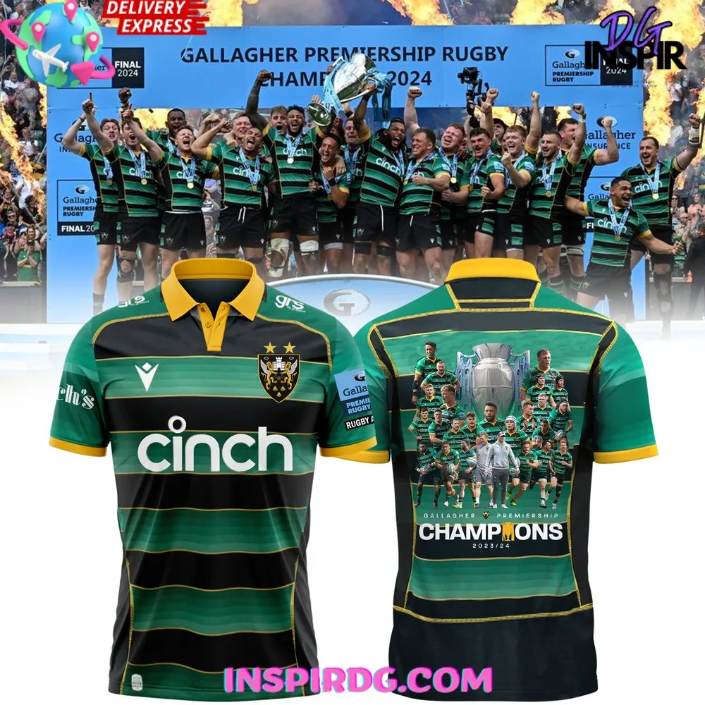 -Northampton Saints Gallagher Premiership Rugby Champions Shirt Hoodie Polo