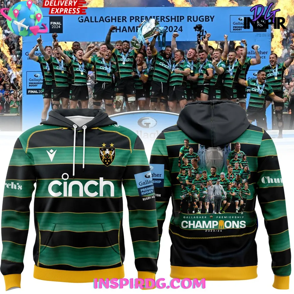 -Northampton Saints Gallagher Premiership Rugby Champions Shirt Hoodie Polo