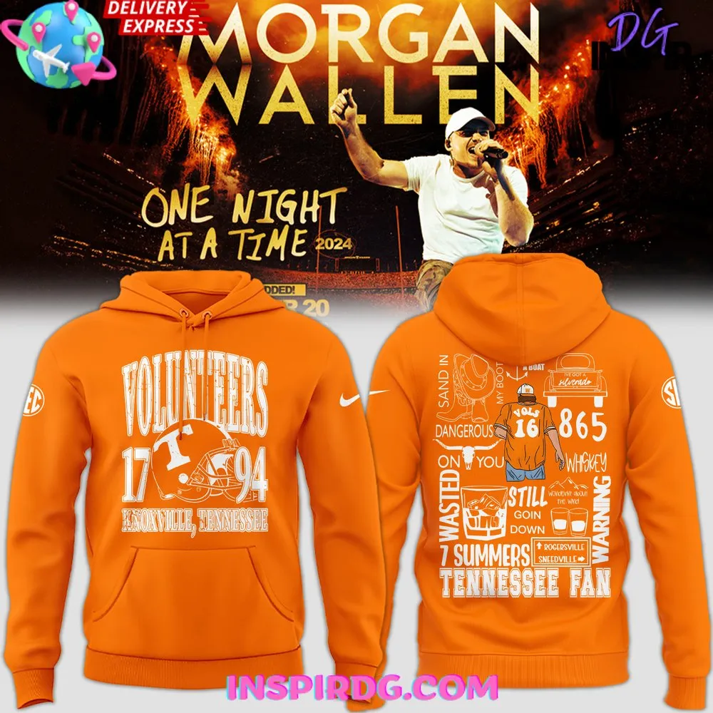 -Tennessee Volunteers x Morgan Wallen 2024 Orange Hoodie