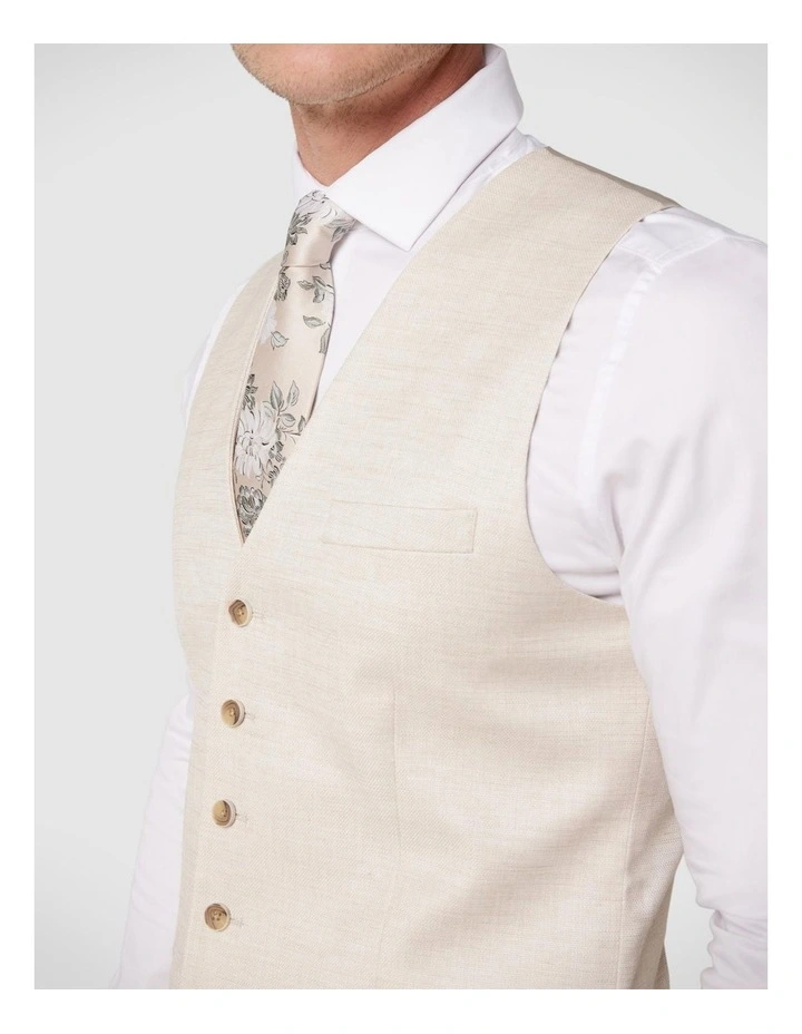 5 Button Textured Tailored Vest in Natural