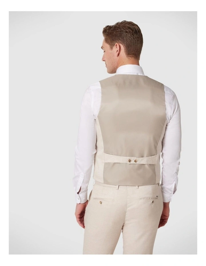 5 Button Textured Tailored Vest in Natural