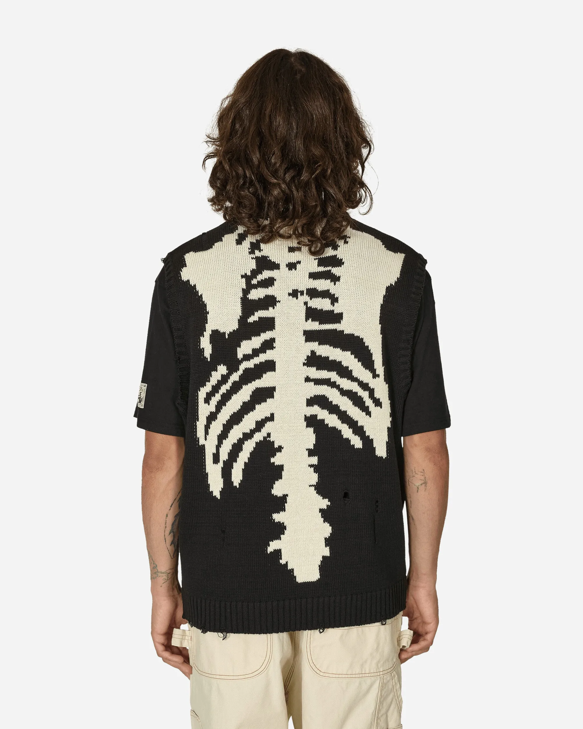 5G Cotton Knit Bone Vest Black