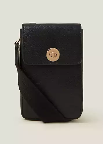 Accessorize Twist-Lock Leather Phone Bag