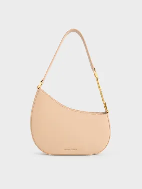 Agatha Chain-Accent Shoulder Bag - Beige