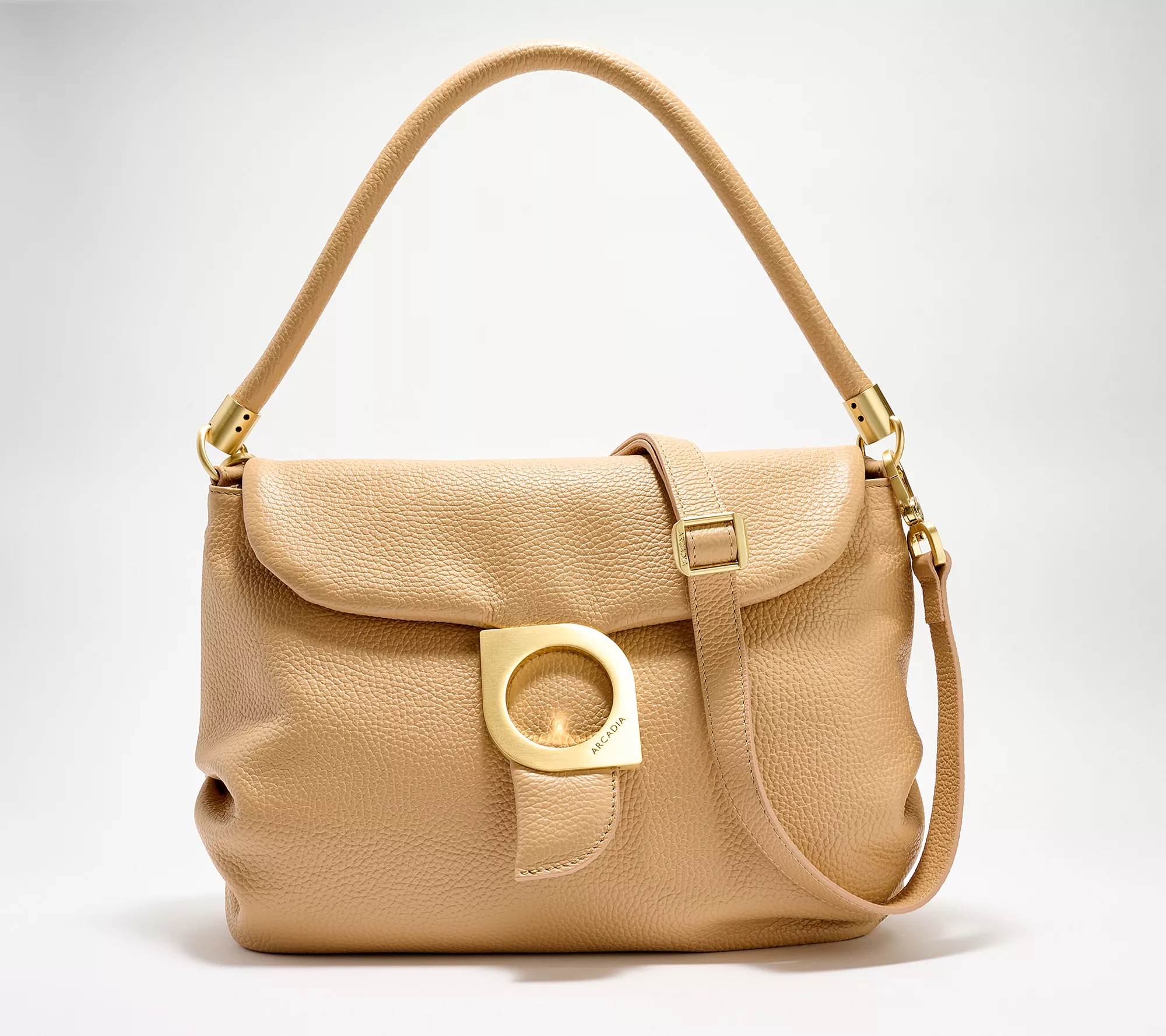 Arcadia Pebbled Leather Sunrise Shoulder Bag