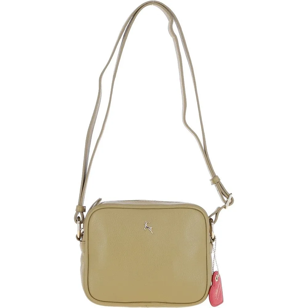 Ashwood Zip Top Leather Cross Body Bag Fennel Seed: 63594