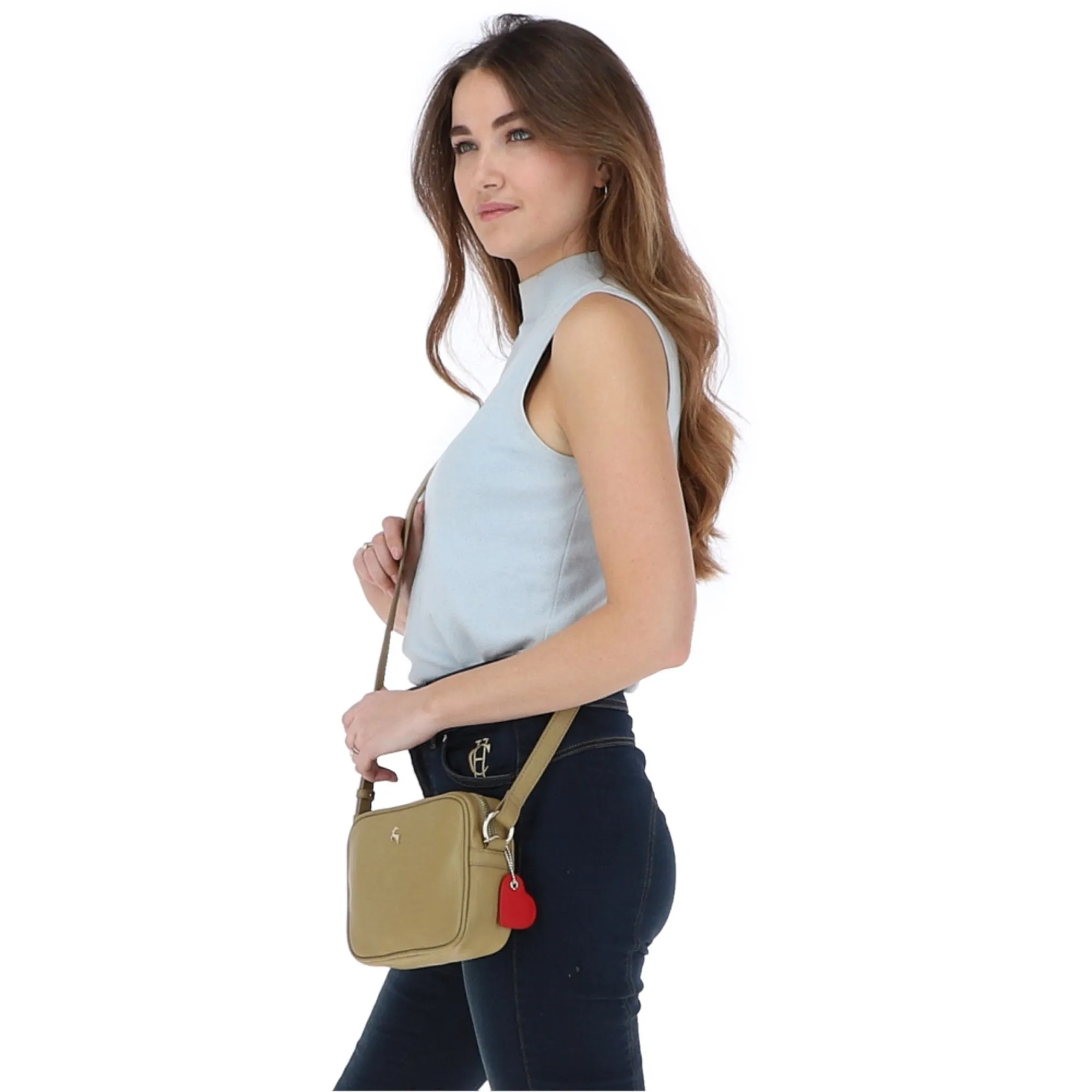 Ashwood Zip Top Leather Cross Body Bag Fennel Seed: 63594