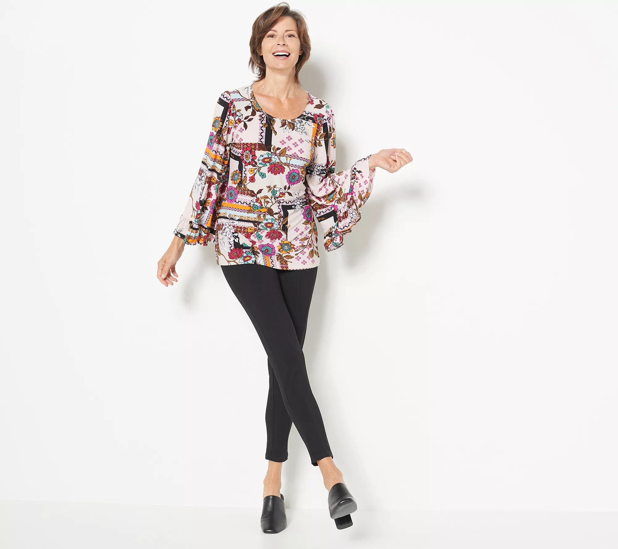 Attitudes by Renee Global Illusions Como Jersey Ruffle Tunic