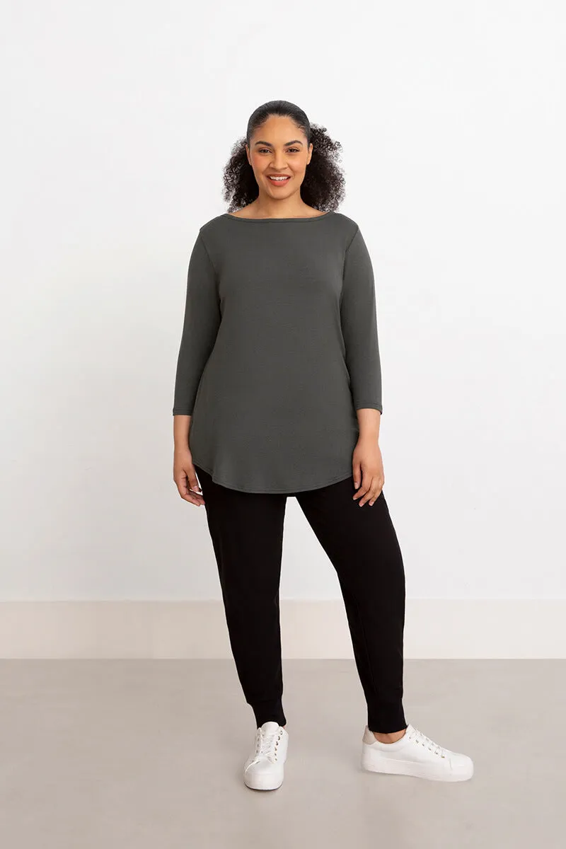 Bamboo Cotton Boat Neck Tunic | Raven