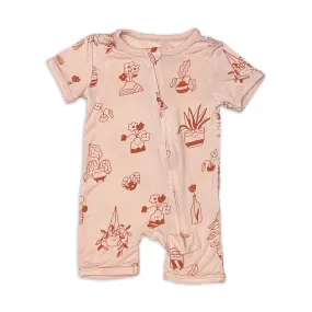 Bamboo Short Sleeve Zippy Romper (Plantastic Print)