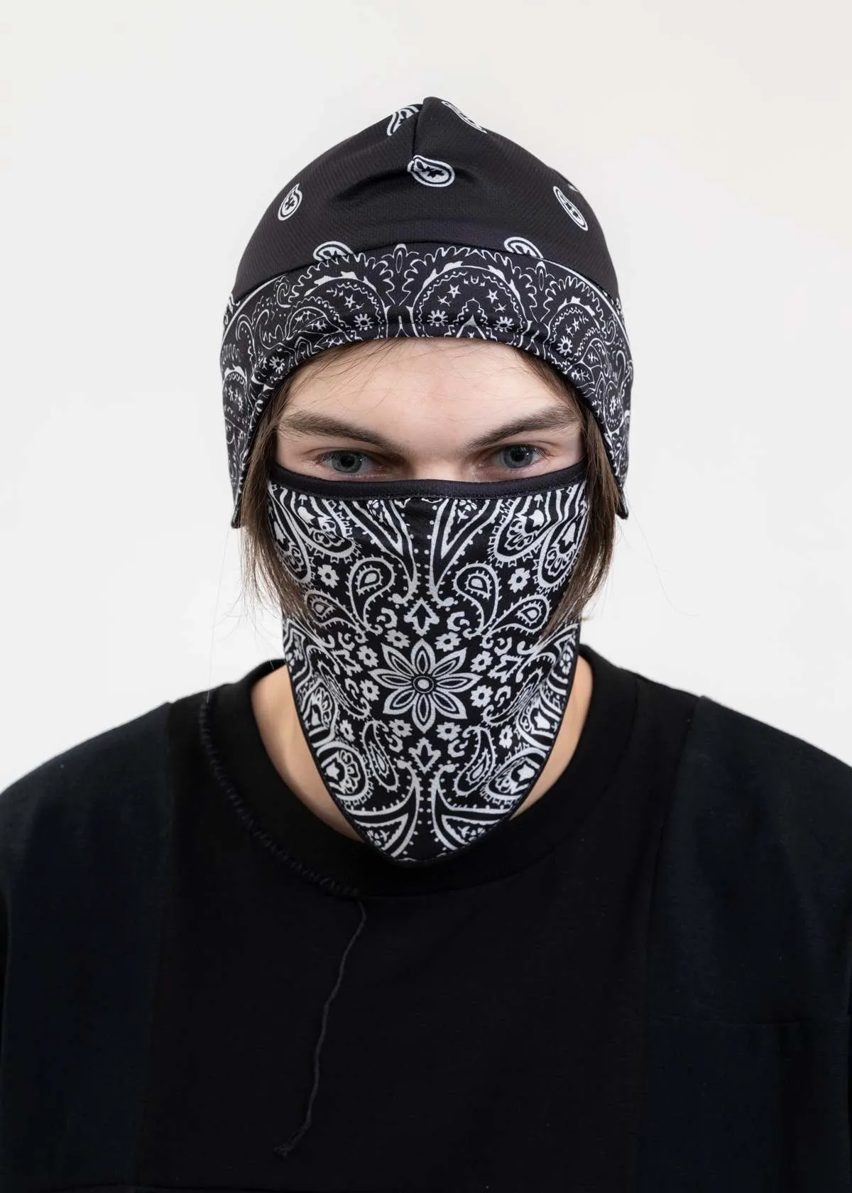 Bandana Hat with Mask - Black