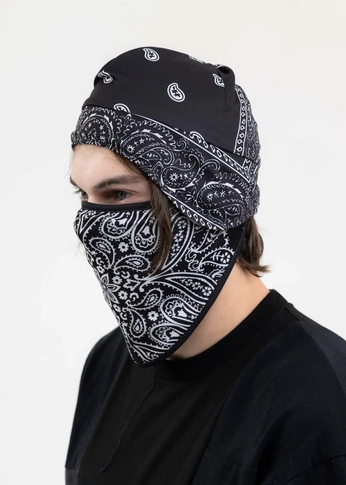 Bandana Hat with Mask - Black