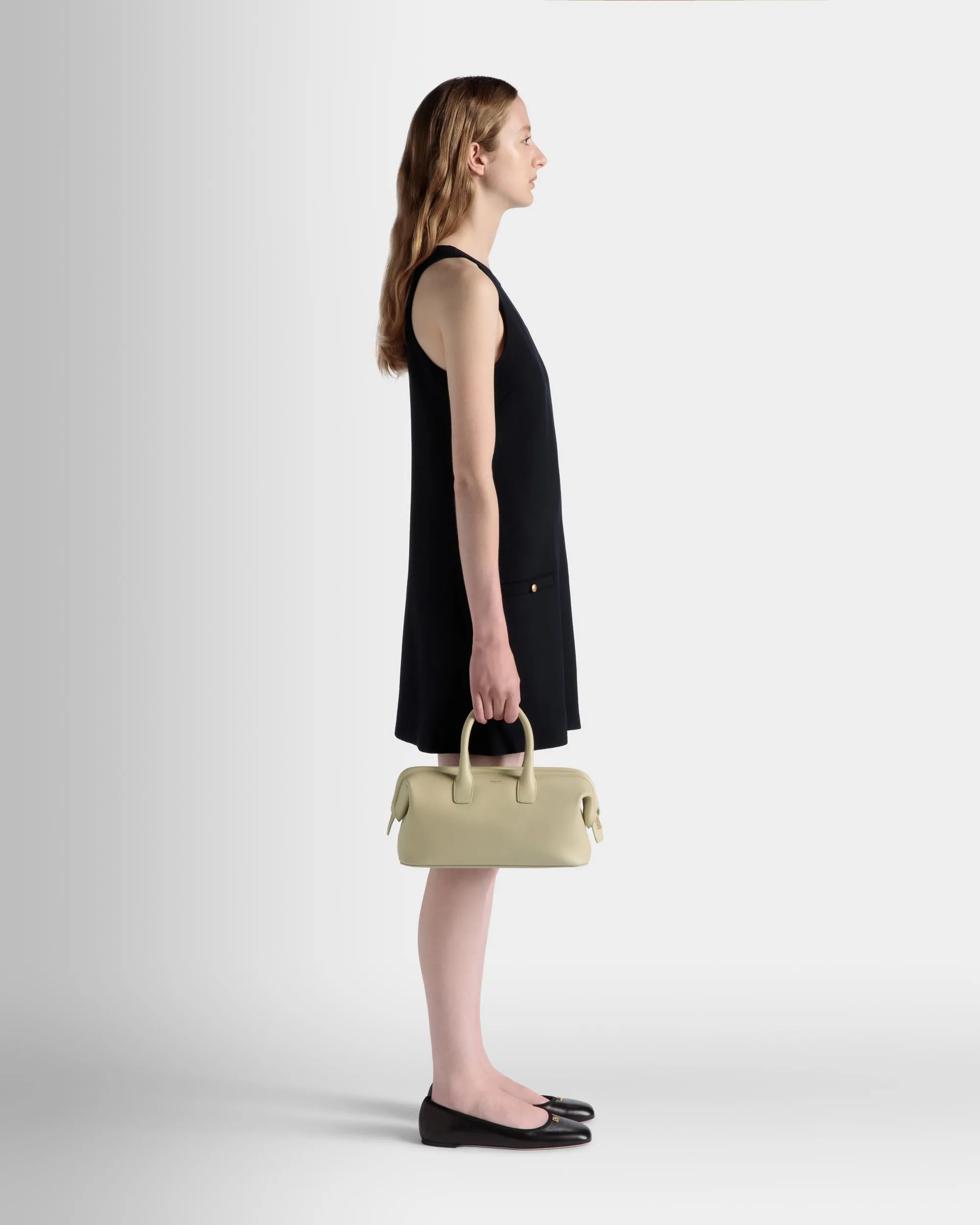 Belle Small Top Handle Bag In Light Green Leather 