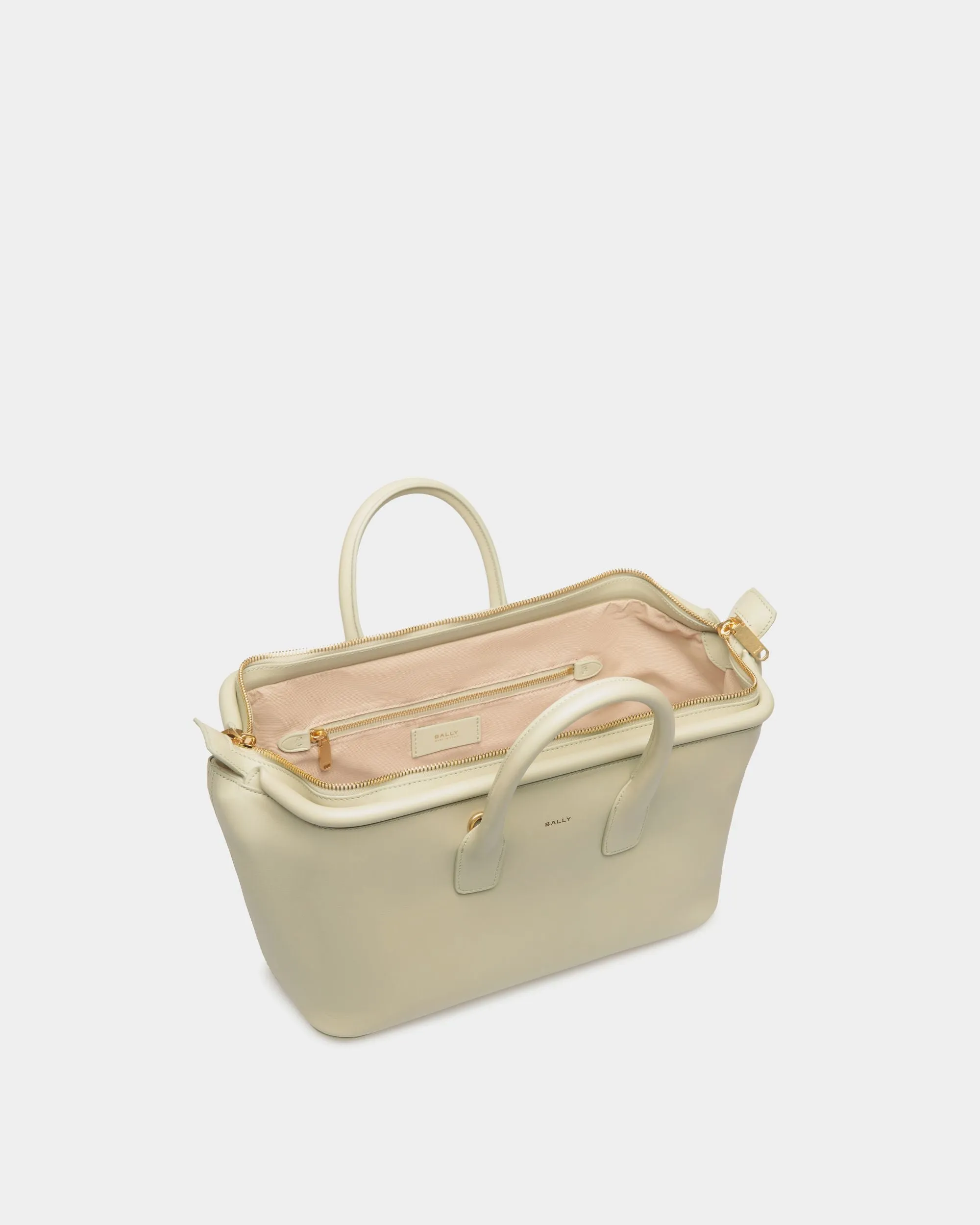 Belle Small Top Handle Bag In Light Green Leather 