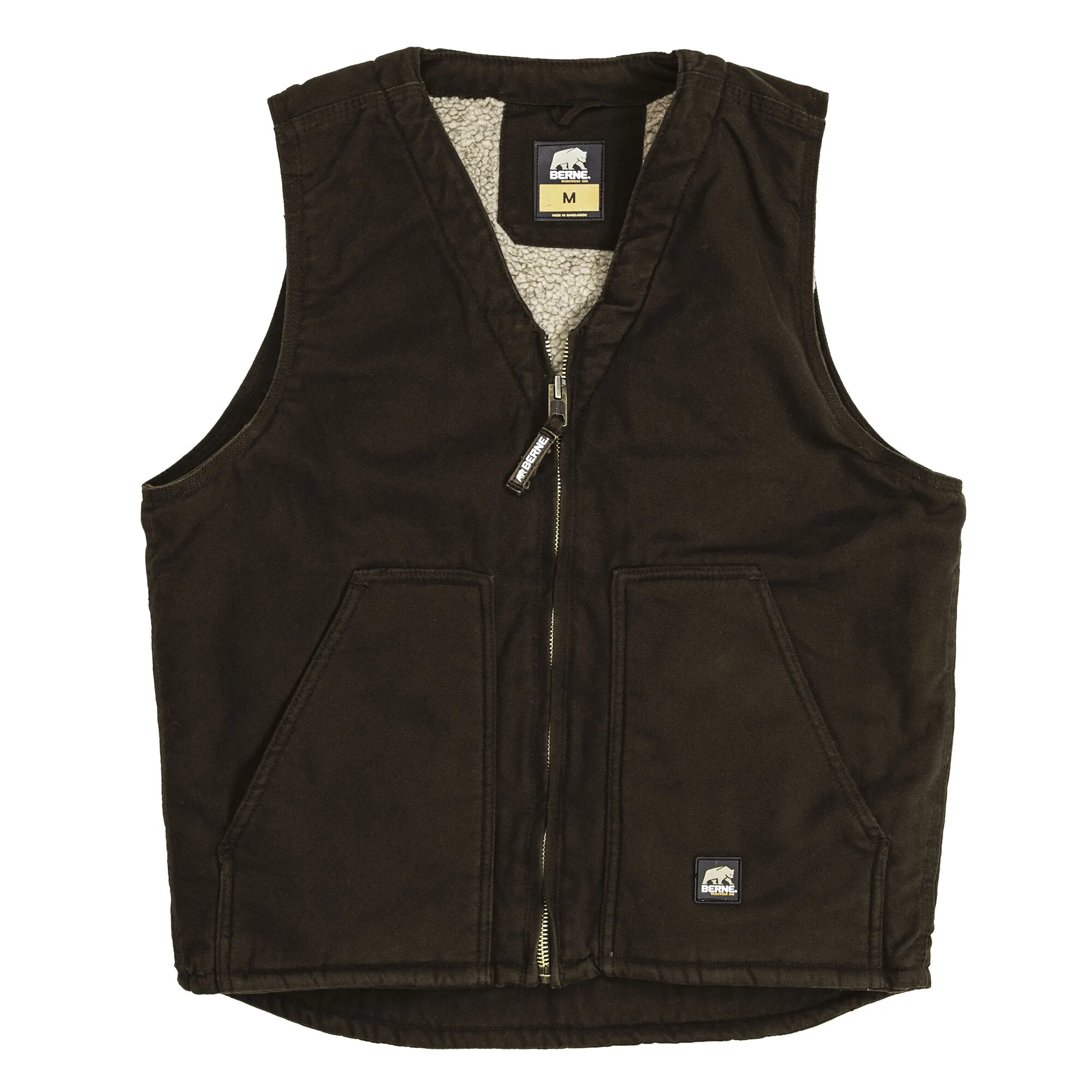 Berne Men's Original Washed Sherpa Lined V-Neck Vest