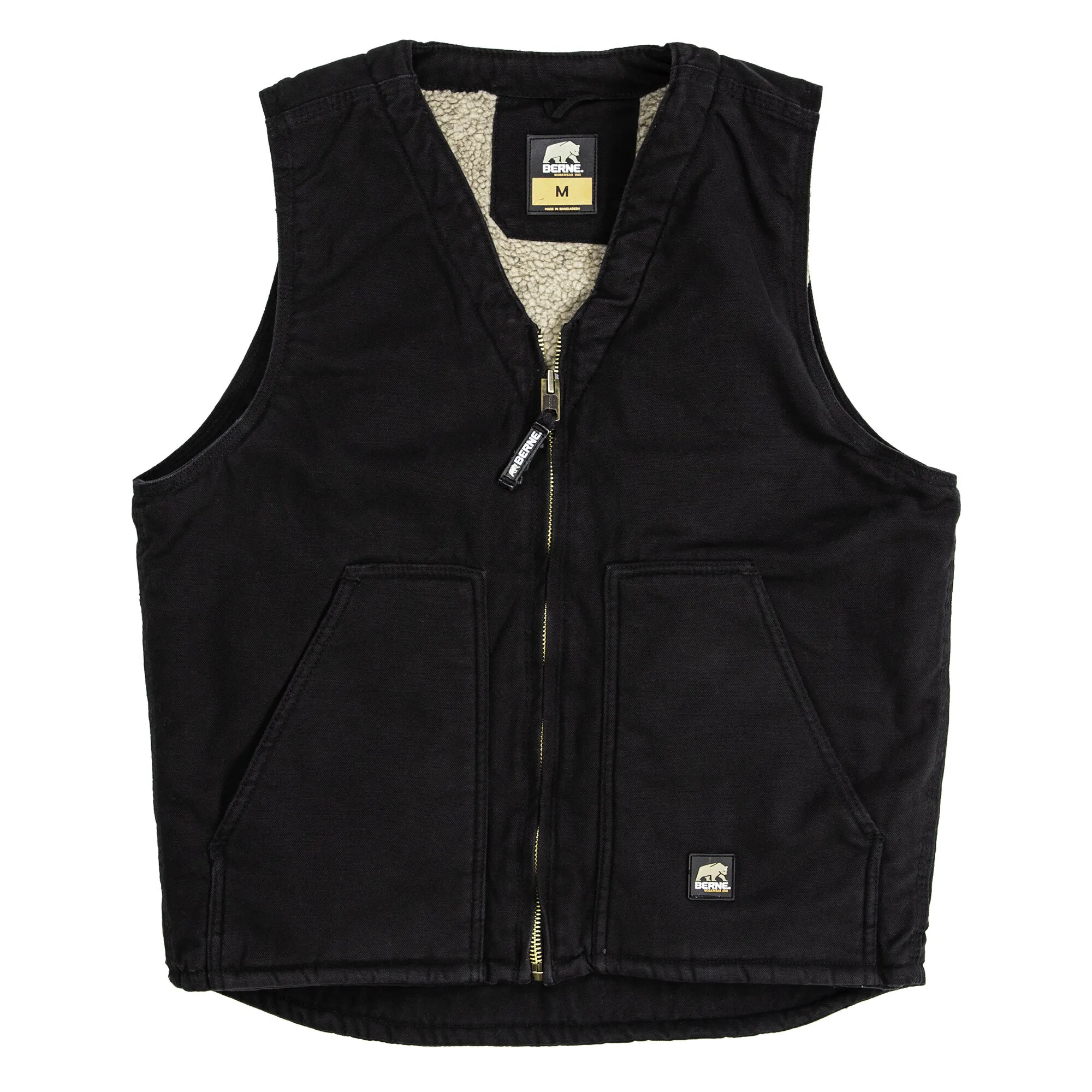 Berne Men's Original Washed Sherpa Lined V-Neck Vest