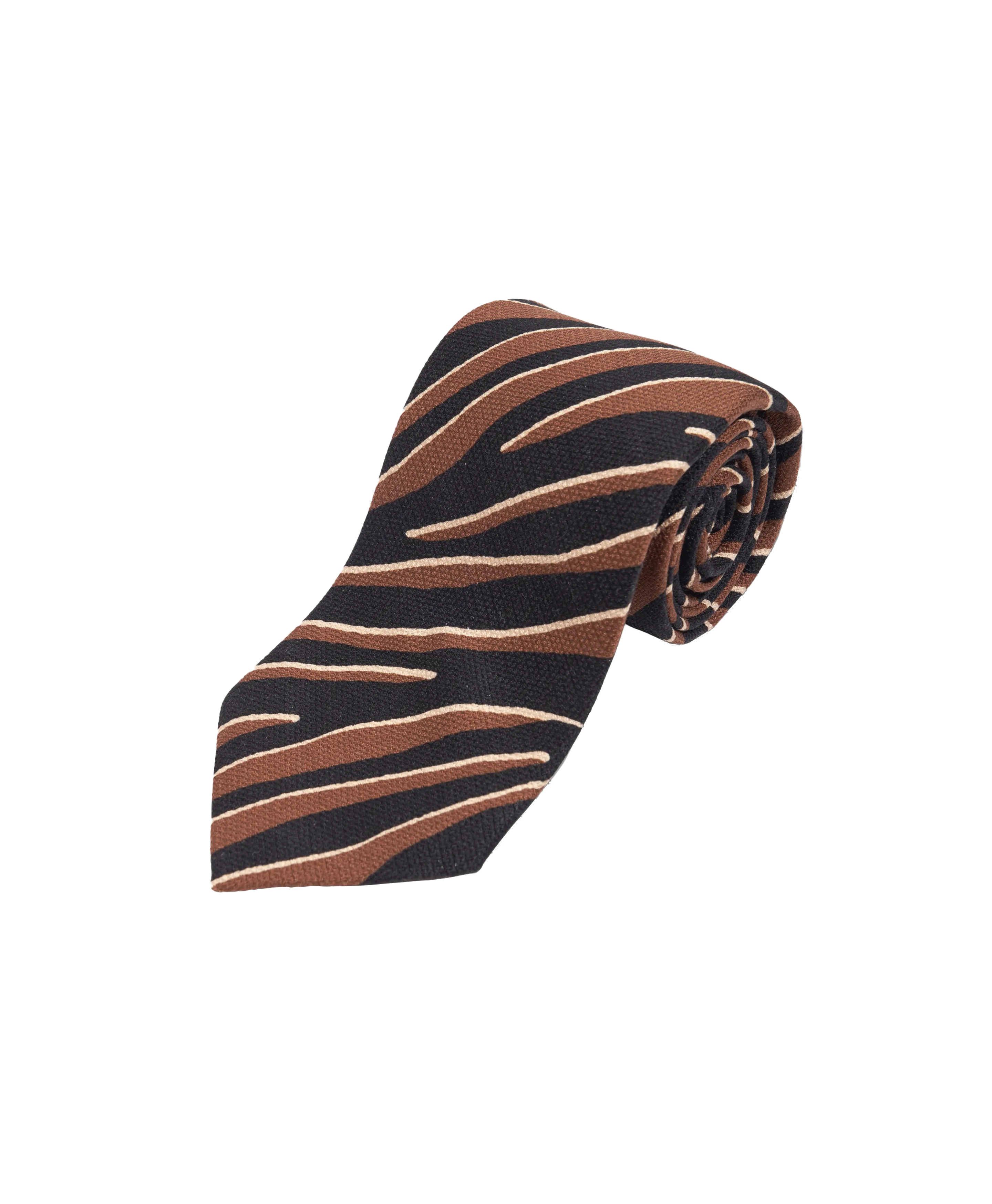 Black Brown & Ivory Animal Print Silk Necktie | He Spoke Style