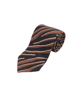 Black Brown & Ivory Animal Print Silk Necktie | He Spoke Style