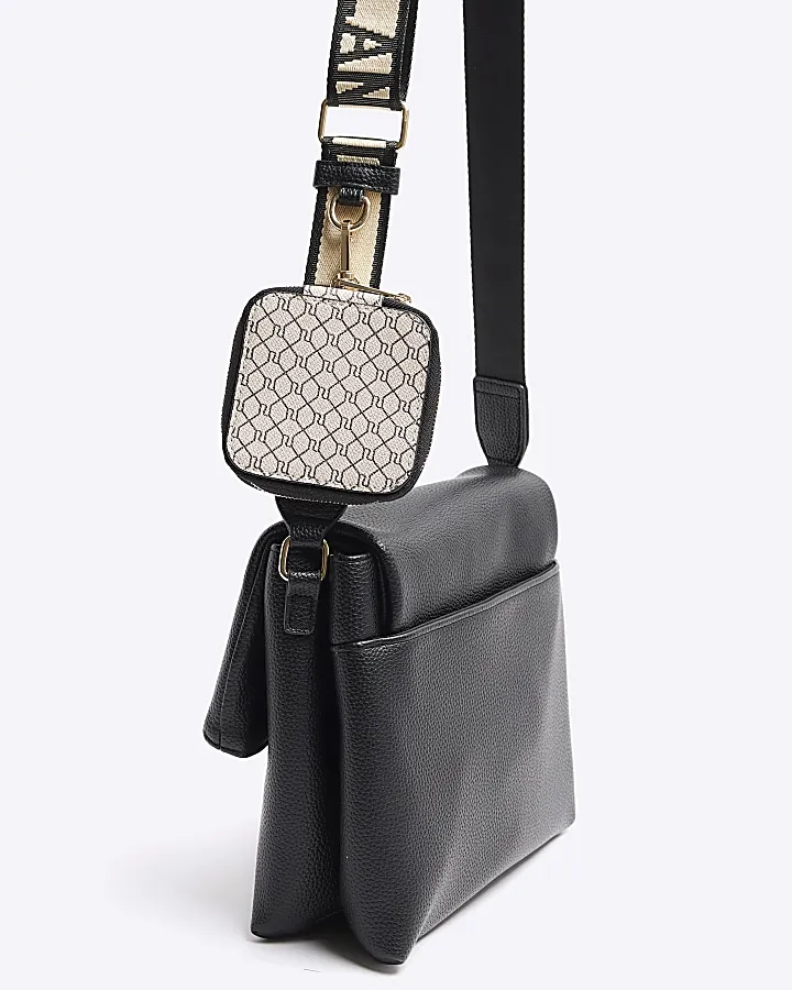 Black fold over cross body bag