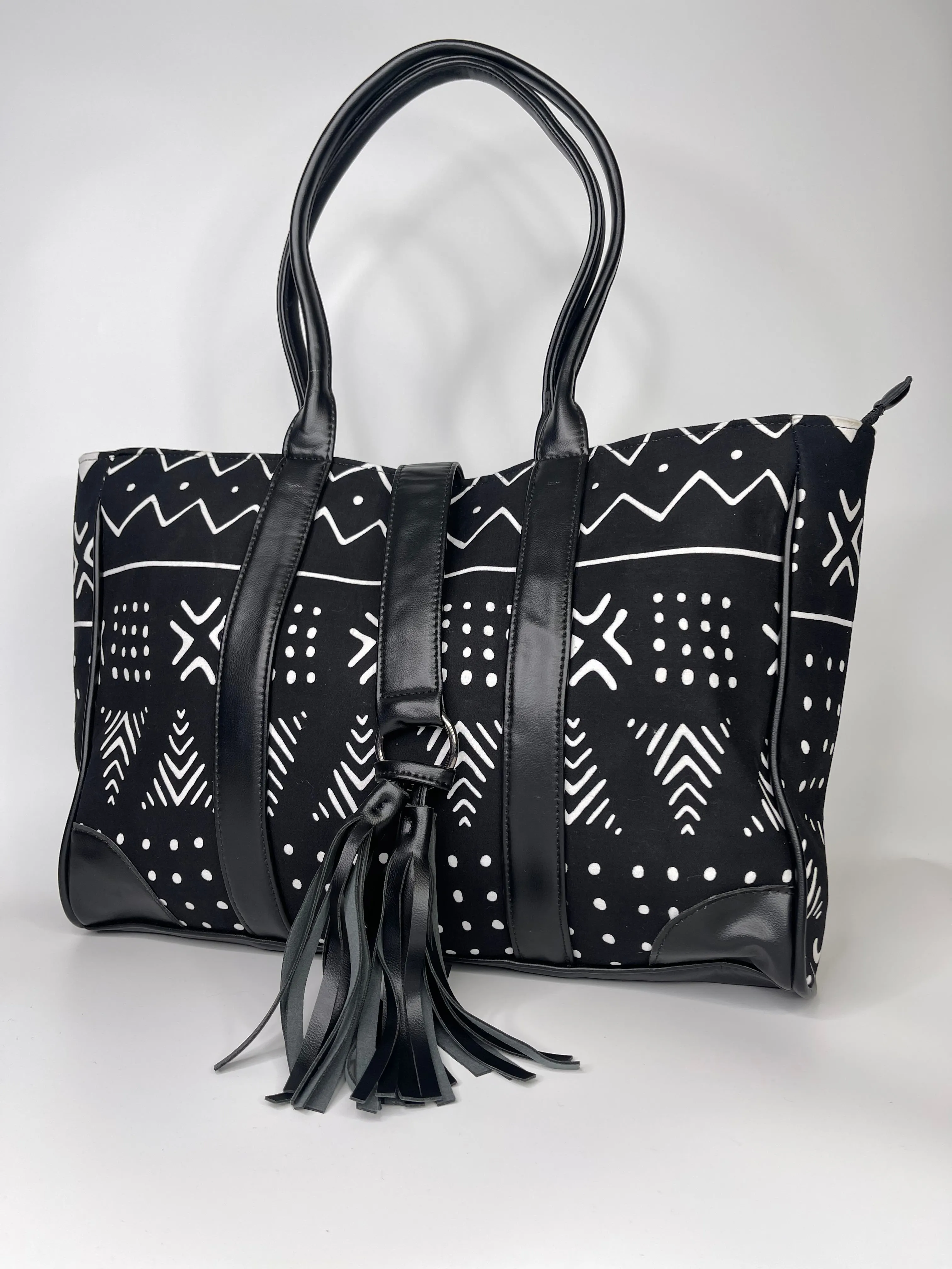 Black Nurses Bag with Leather Tessel