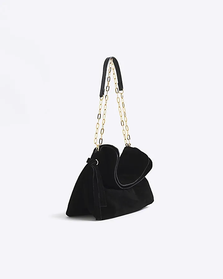 Black slouchy suede shoulder bag