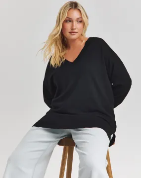 Black Slouchy V-Neck Tunic | Simply Be