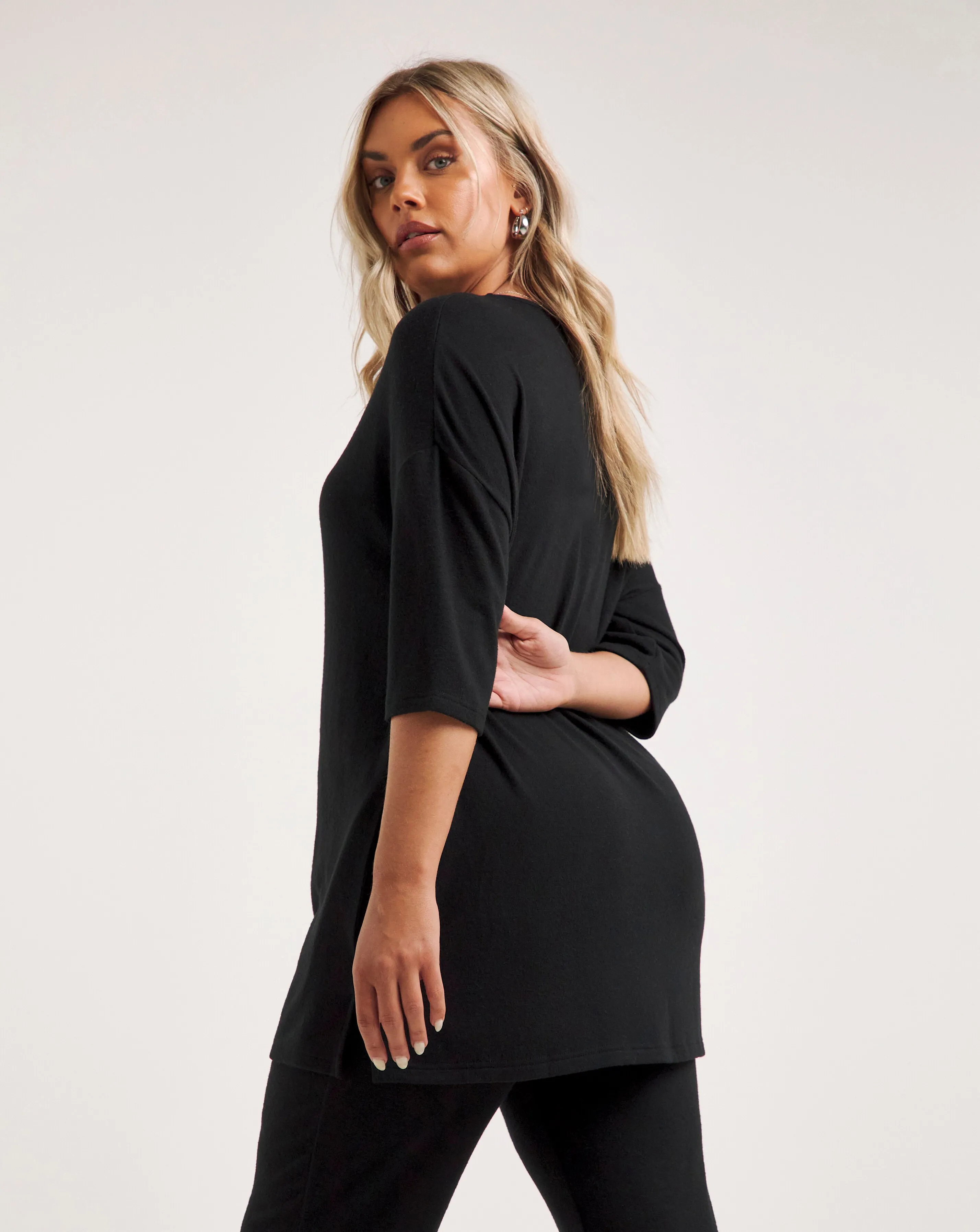 Black Soft Touch Side Pocket Tunic | Simply Be