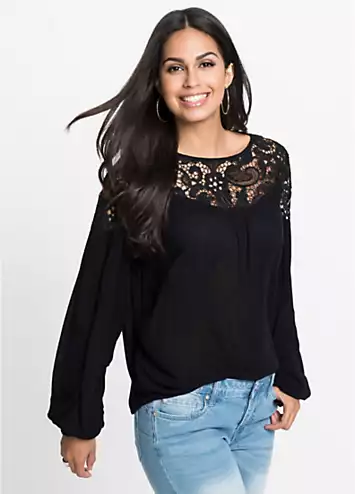 bonprix Lace Yoke Tunic | Grattan