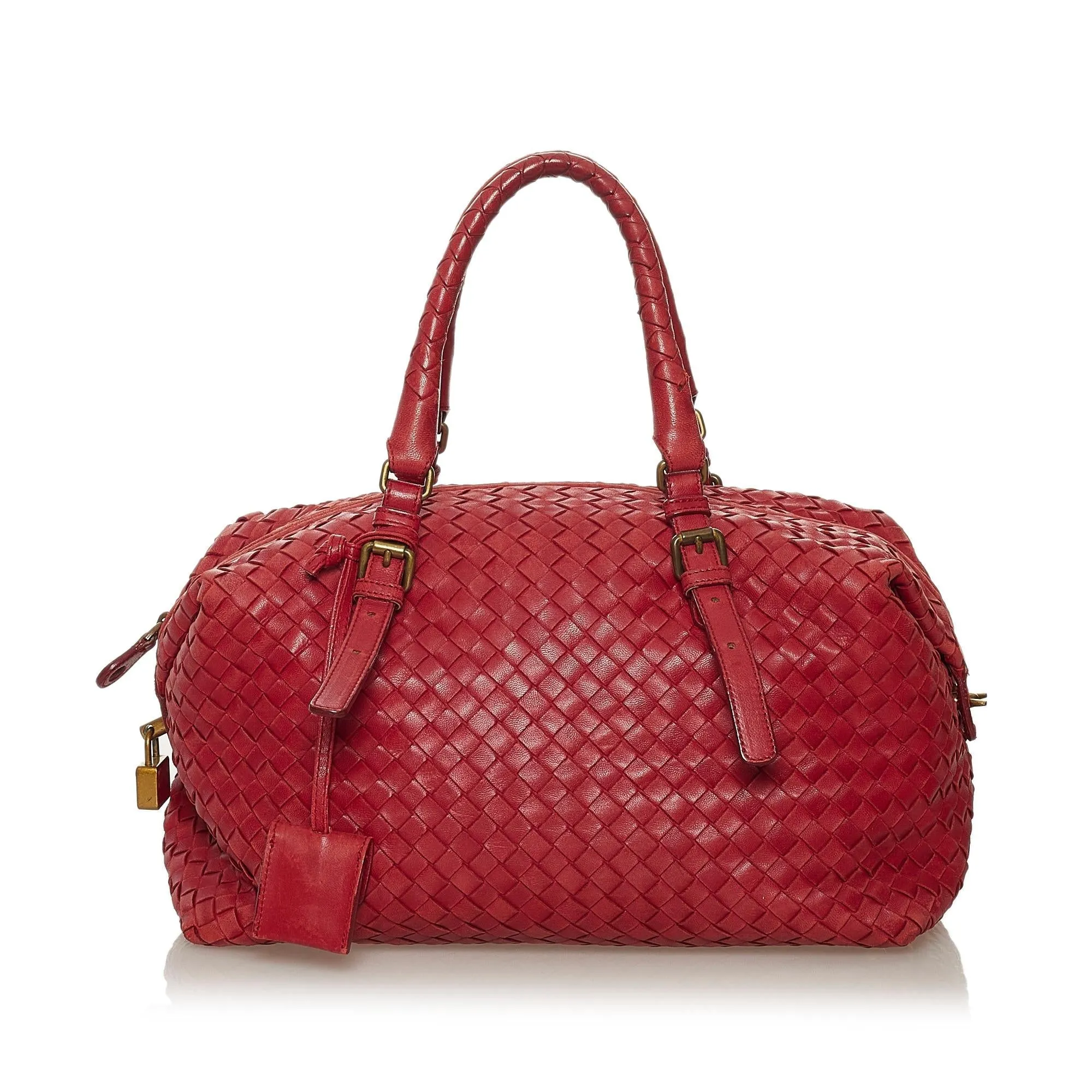 Bottega Veneta Intrecciato Leather Boston Bag