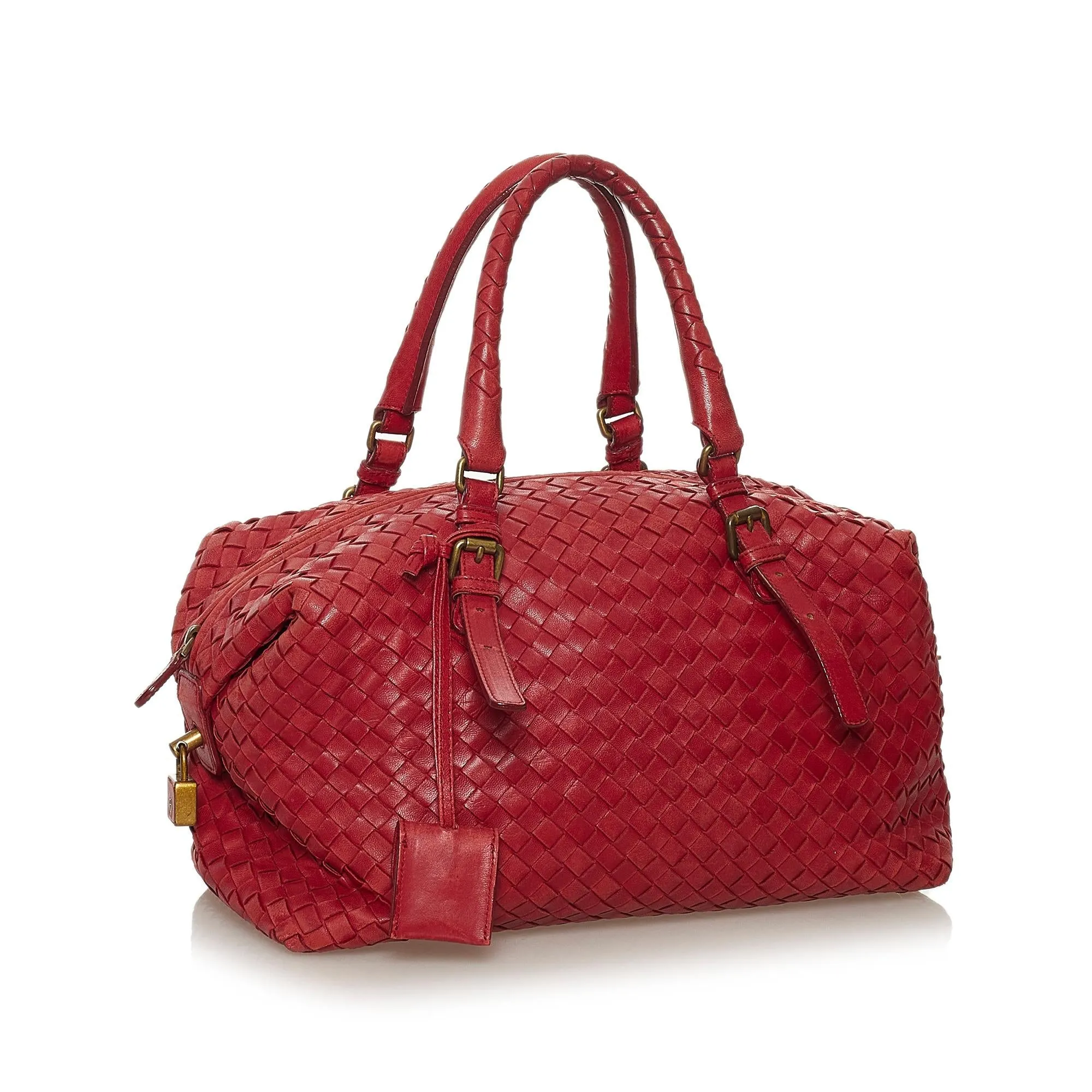 Bottega Veneta Intrecciato Leather Boston Bag