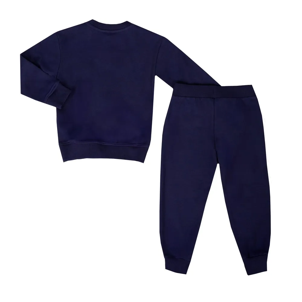 Boys Blue Textured Rubber Logo Tracksuit