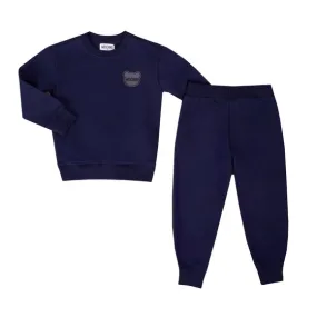 Boys Blue Textured Rubber Logo Tracksuit