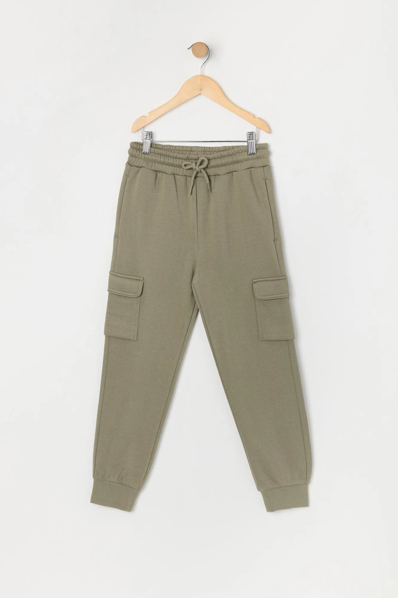 Boys Solid Fleece Cargo Jogger