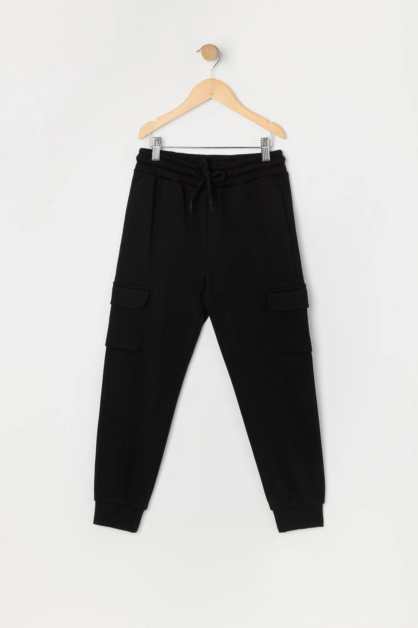 Boys Solid Fleece Cargo Jogger