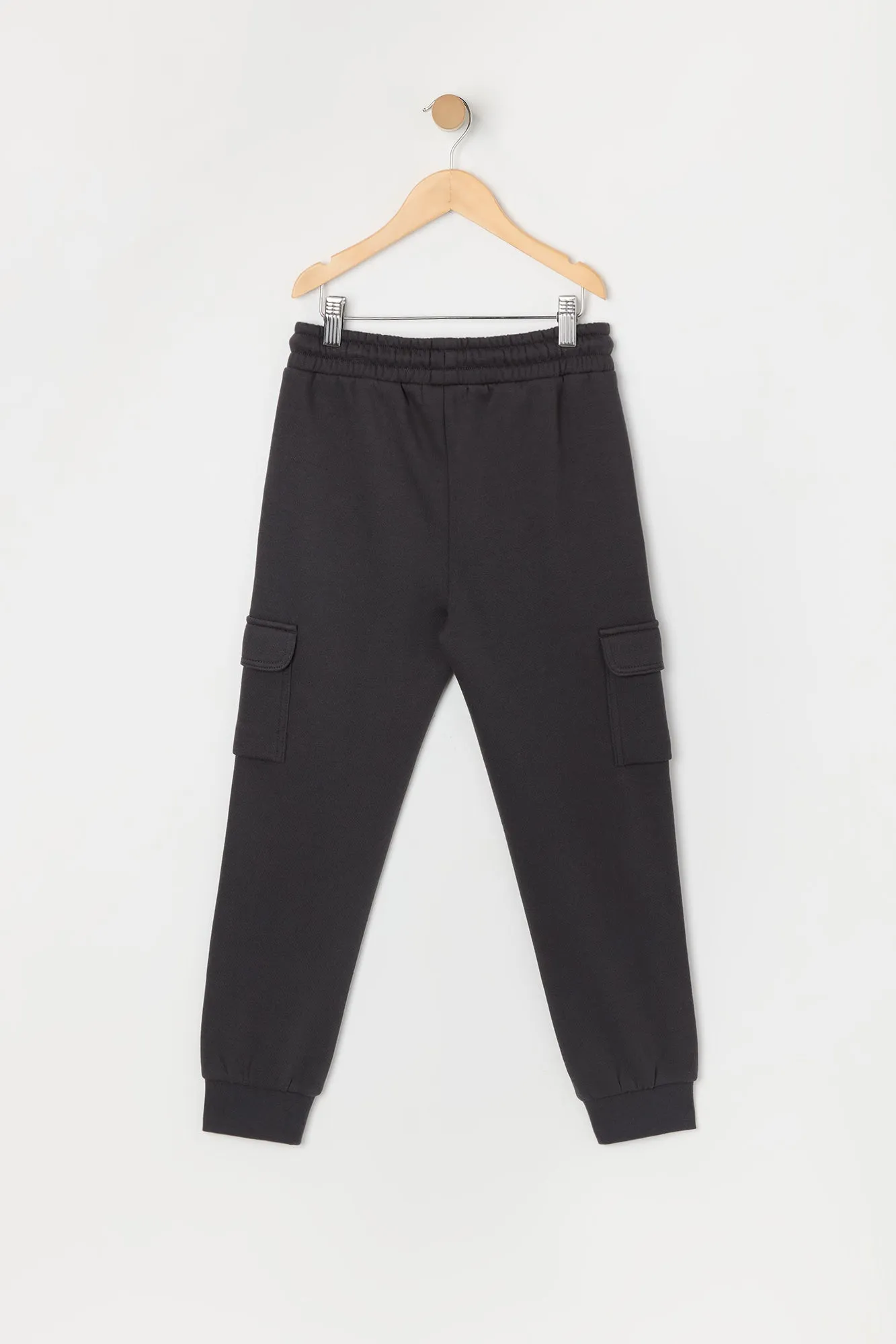 Boys Solid Fleece Cargo Jogger