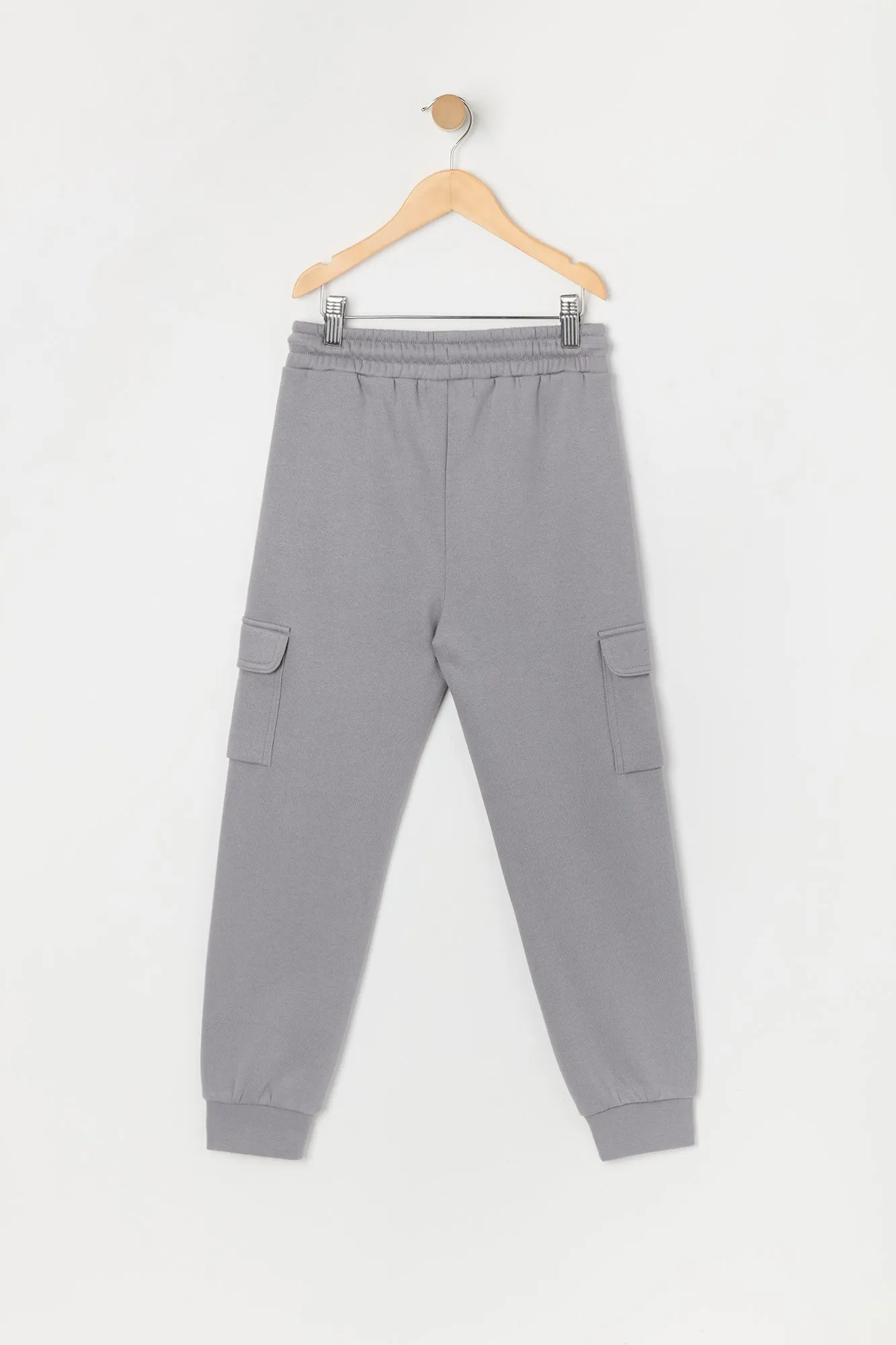 Boys Solid Fleece Cargo Jogger