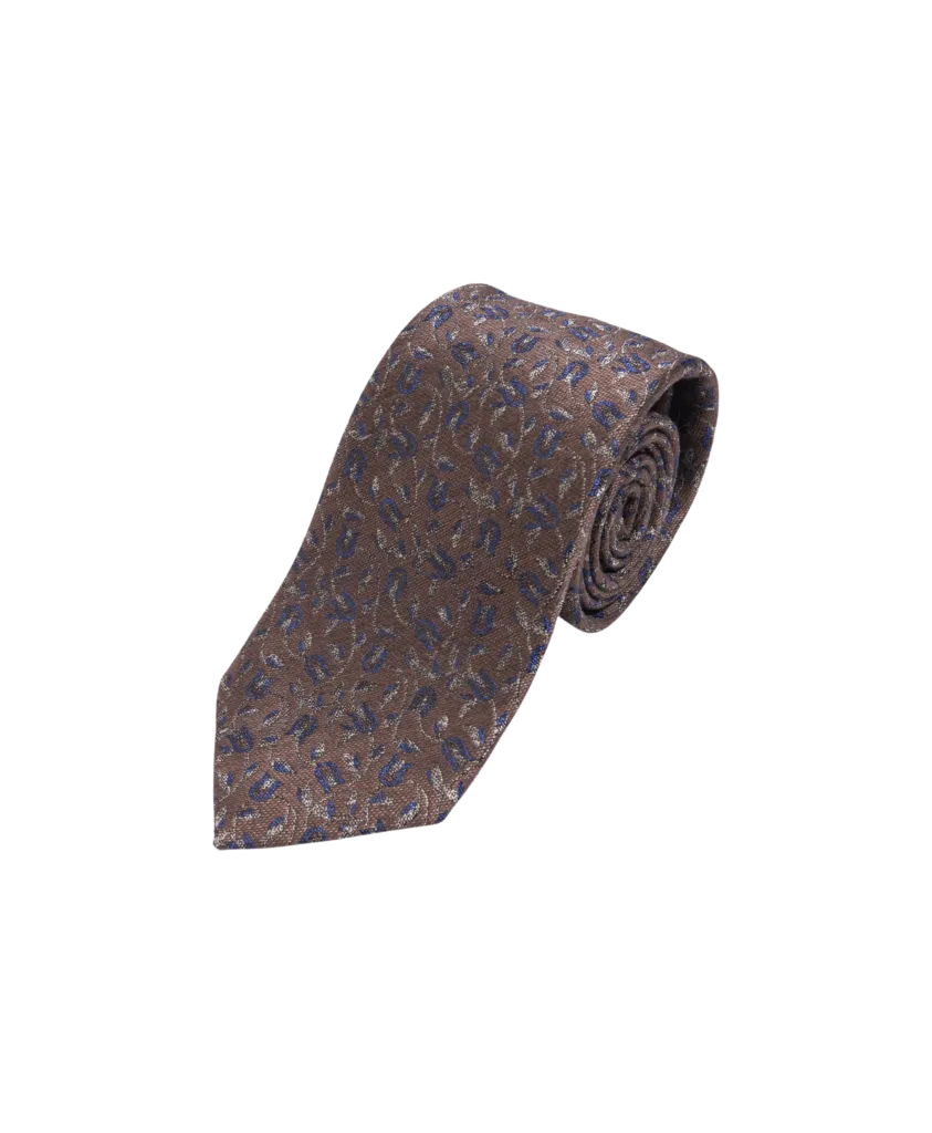 Brown with Blue Floral Silk/Wool Necktie | He Spoke Style