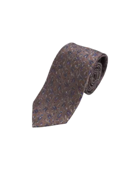 Brown with Blue Floral Silk/Wool Necktie | He Spoke Style