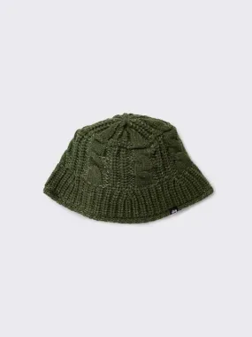 Cable Knit Bucket Hat - Olive