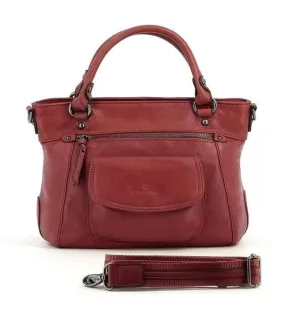 Carmine cowhide leather bag 414719 carried by hand and shoulder