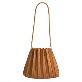 Carrie Pleated Shoulder Bag- Saddle