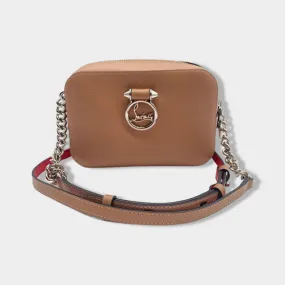 CHRISTIAN LOUBOUTIN pink and beige leather bag on a chain