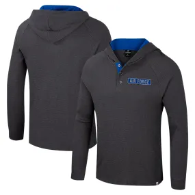 Colosseum  Air Force Falcons Charcoal Dujour Ralgan Long Sleeve Henley Hoodie T-Shirt