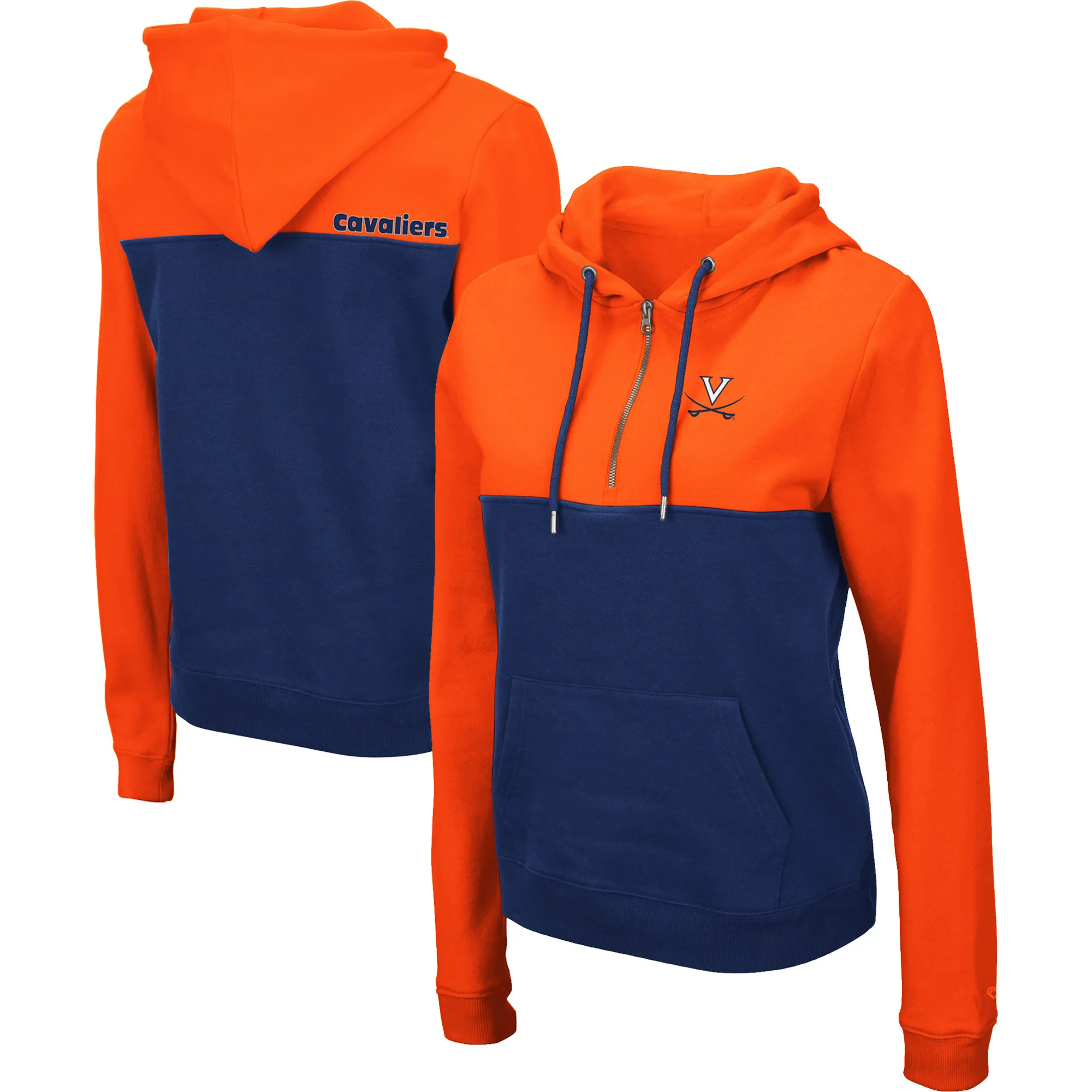 Colosseum Virginia Cavaliers Women's Orange/Navy Aidan Lightweight Half-Zip Hoodie