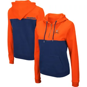 Colosseum Virginia Cavaliers Women's Orange/Navy Aidan Lightweight Half-Zip Hoodie