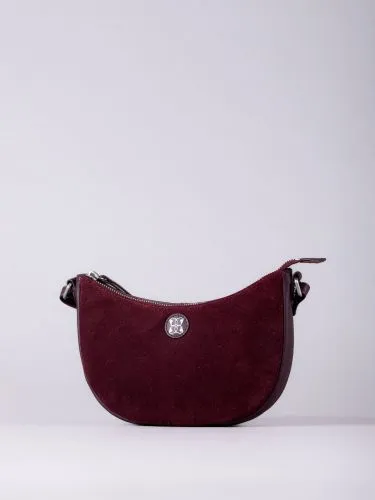 Coniston Crescent Leather Cross Body Bag in Berry