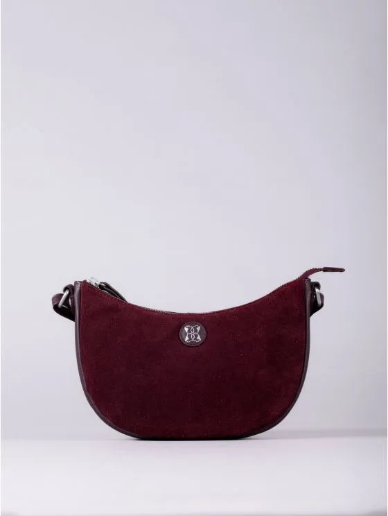 Coniston Crescent Leather Cross Body Bag in Berry