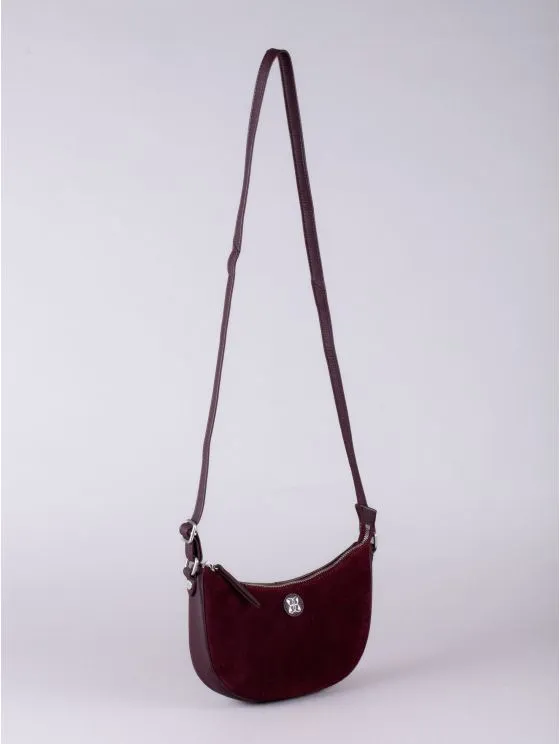 Coniston Crescent Leather Cross Body Bag in Berry